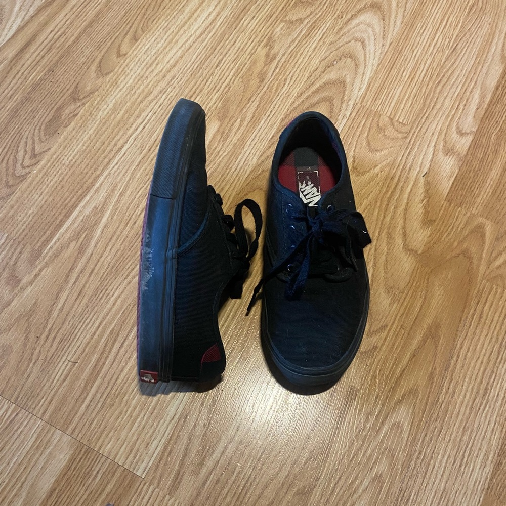 VANS Black and Plaid Shoes - Boys Size 6